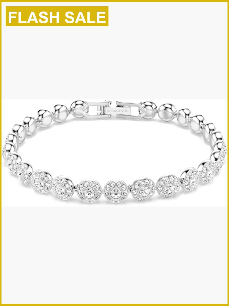 Rhodium Plated Crystal Tennis Bracelet With White Stones